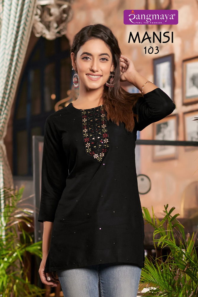 Mansi By Rangmaya Rayon Ladies Short Kurti Wholesale Shop In Surat